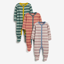 Load image into Gallery viewer, 3 Pack Bright Stripes Baby Sleepsuits (0-12mths) - Allsport
