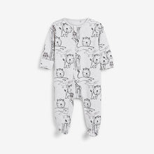 Load image into Gallery viewer, Monochrome Safari 2 Pack Zip Sleepsuits (0-18mths) - Allsport