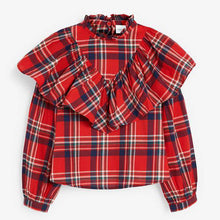 Load image into Gallery viewer, Red Check Organic Cotton Frill Blouse (3-12yrs) - Allsport