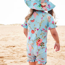 Load image into Gallery viewer, Floral Aqua Sunsafe Swim Suit (3mths-5yrs) - Allsport