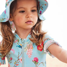Load image into Gallery viewer, Floral Aqua Sunsafe Swim Suit (3mths-5yrs) - Allsport