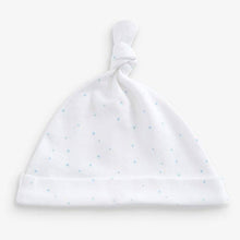 Load image into Gallery viewer, Blue 3 Pack Organic Cotton Elephant Tie Top Hats (0-6mths) - Allsport