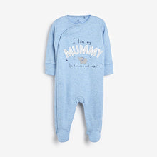 Load image into Gallery viewer, Blue/White 2 Pack Mummy And Daddy Elephant Sleepsuits (0mths-18mths) - Allsport