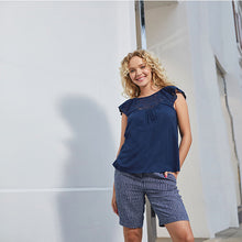 Load image into Gallery viewer, Navy Linen Blend Knee Shorts - Allsport