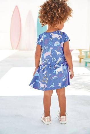 BLUE UNICORN DRESS (3MTHS-5YRS)