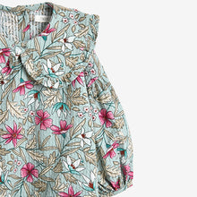 Load image into Gallery viewer, Mint Green Floral Printed Seersucker Collar Dress (3mths-6yrs) - Allsport