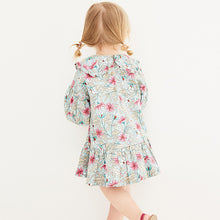 Load image into Gallery viewer, Mint Green Floral Printed Seersucker Collar Dress (3mths-6yrs) - Allsport