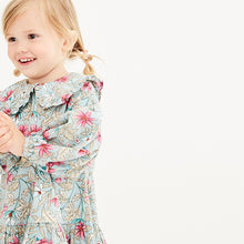 Load image into Gallery viewer, Mint Green Floral Printed Seersucker Collar Dress (3mths-6yrs) - Allsport