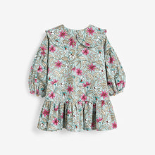 Load image into Gallery viewer, Mint Green Floral Printed Seersucker Collar Dress (3mths-6yrs) - Allsport
