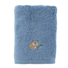 Load image into Gallery viewer, Serviette de toilette coton Noisette bleu (50x90)