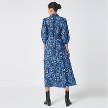 Load image into Gallery viewer, Blue Floral Zipped Midi Shirt Dress - Allsport