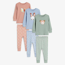 Load image into Gallery viewer, Pink/Green/Blue 3 Pack Character Snuggle Pyjamas (9mths-8yrs) - Allsport