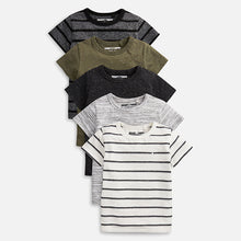 Load image into Gallery viewer, Khaki Green 5 Pack Textured T-Shirts (3mths-6yrs)