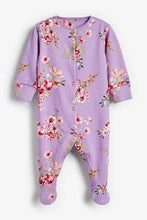 Load image into Gallery viewer, Pink/Purple 3 Pack Floral Sleepsuits (up to 18 months) - Allsport