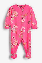 Load image into Gallery viewer, Pink/Purple 3 Pack Floral Sleepsuits (up to 18 months) - Allsport