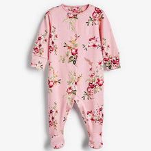Load image into Gallery viewer, Pink/Purple 3 Pack Floral Sleepsuits (0-18mths) - Allsport