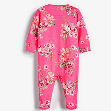 Load image into Gallery viewer, Pink/Purple 3 Pack Floral Sleepsuits (0-18mths) - Allsport