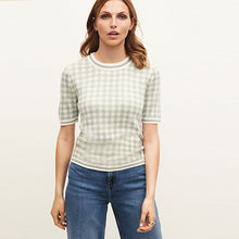 Load image into Gallery viewer, Sage Green Gingham T-Shirt - Allsport