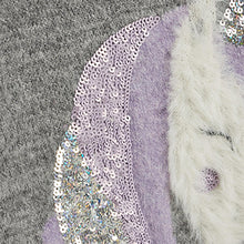 Load image into Gallery viewer, Grey Sequin Unicorn Jumper (3-12yrs) - Allsport