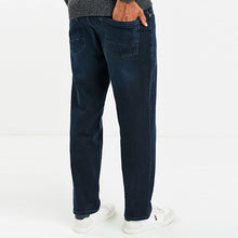 Load image into Gallery viewer, Ink Blue Regular Fit Straight Fit Belted Jeans