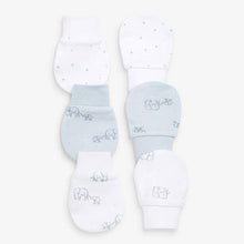 Load image into Gallery viewer, Blue 3 Pack Organic Cotton Elephant Scratch Mitts - Allsport