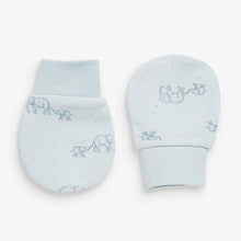 Load image into Gallery viewer, Blue 3 Pack Organic Cotton Elephant Scratch Mitts - Allsport