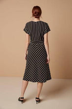 Load image into Gallery viewer, Black and White Belted Midi Dress - Allsport
