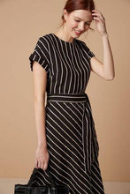 Load image into Gallery viewer, Black and White Belted Midi Dress - Allsport