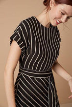 Load image into Gallery viewer, Black and White Belted Midi Dress - Allsport