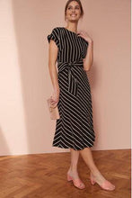 Load image into Gallery viewer, Black and White Belted Midi Dress - Allsport