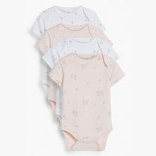 Load image into Gallery viewer, Pink 4 Pack Delicate Bunny Short Sleeved Bodysuits (0mths-12mths) - Allsport