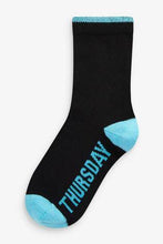 Load image into Gallery viewer, Black 7 Pack Cotton Rich Day Of The Week Socks - Allsport