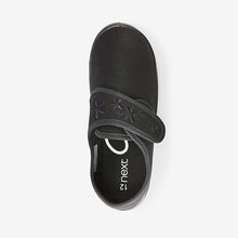 Load image into Gallery viewer, Black Black Embroidered Strap School Plimsolls (Older Girls)