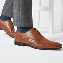 Load image into Gallery viewer, Tan Brown Leather Oxford Brogue Shoes - Allsport