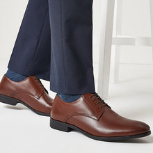 Load image into Gallery viewer, Tan Brown Round Toe Leather Derby Shoes - Allsport