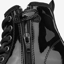 Load image into Gallery viewer, Black Patent Next Warm Lined Lace-Up Boots (Older Girls)