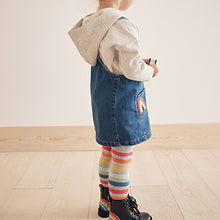 Load image into Gallery viewer, Denim Rainbow Pinafore, Hoodie And Tights Set (3mths-6yrs) - Allsport