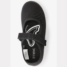 Load image into Gallery viewer, Black Butterfly Embroidered Plimsolls (Older) - Allsport