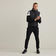 Load image into Gallery viewer, Black Hybrid Hooded Gilet With Adjustable Hood - Allsport