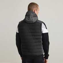 Load image into Gallery viewer, Black Hybrid Hooded Gilet With Adjustable Hood - Allsport