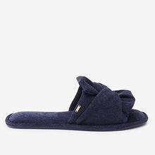 Load image into Gallery viewer, Navy Bow Slider Slippers - Allsport
