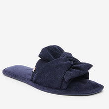 Load image into Gallery viewer, Navy Bow Slider Slippers - Allsport