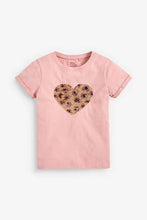 Load image into Gallery viewer, Pink Flippy Sequin Animal Heart T-Shirt - Allsport