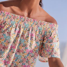 Load image into Gallery viewer, Floral Flute Sleeve Top With Linen - Allsport