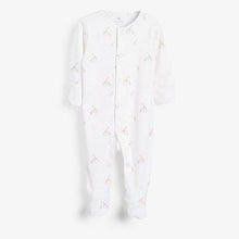 Load image into Gallery viewer, White Cotton Giraffe Sleepsuit, Bodysuit, Bib & Hat Set (0-3mths) - Allsport