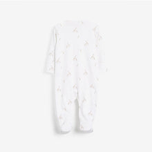 Load image into Gallery viewer, White Cotton Giraffe Sleepsuit, Bodysuit, Bib & Hat Set (0-6mths) - Allsport