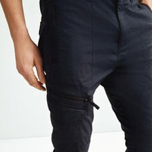 Load image into Gallery viewer, Navy Blue Slim Fit Stretch Utility Trousers