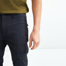 Load image into Gallery viewer, Navy Blue Slim Fit Stretch Utility Trousers