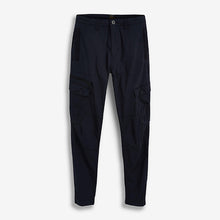 Load image into Gallery viewer, Navy Blue Slim Fit Stretch Utility Trousers