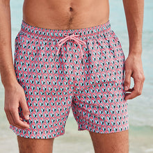 Load image into Gallery viewer, Coral Pink Flamingo Print Swim Shorts - Allsport